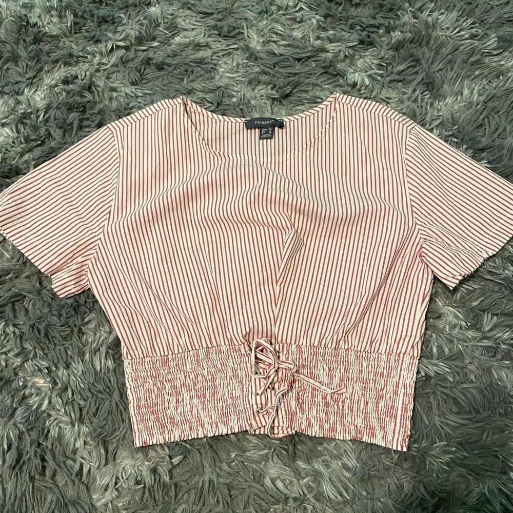 Red pinstripe crop top